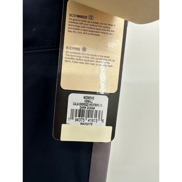CALIA Leggings Women XS NWT Blue Dark Ocean High Rise Stripe 7/8 Pull On - Picture 5 of 8